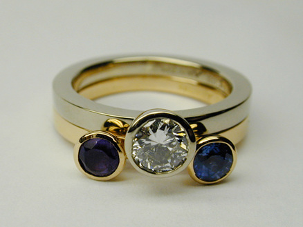 White-gold Round brilliant  & rose-gold Sapphire